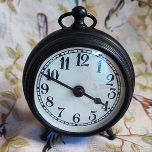 Non-Working Heavy Black Metal Desk Table Glass Face Clock Made in India